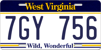 WV license plate 7GY756