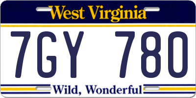 WV license plate 7GY780