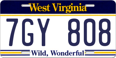 WV license plate 7GY808