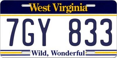 WV license plate 7GY833