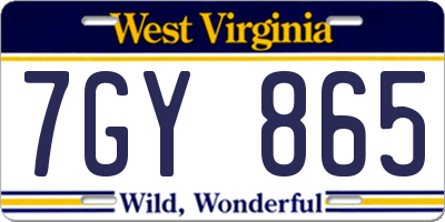 WV license plate 7GY865