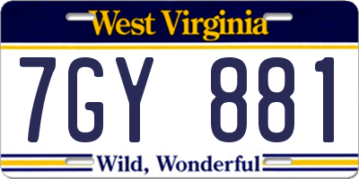 WV license plate 7GY881