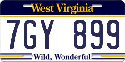 WV license plate 7GY899