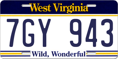 WV license plate 7GY943