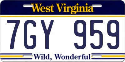WV license plate 7GY959