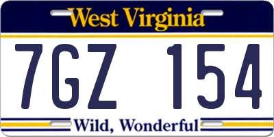 WV license plate 7GZ154