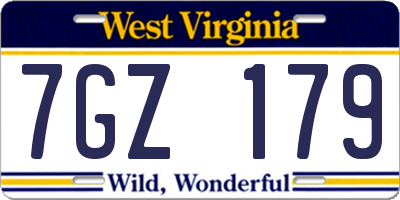 WV license plate 7GZ179