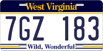 WV license plate 7GZ183