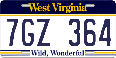 WV license plate 7GZ364