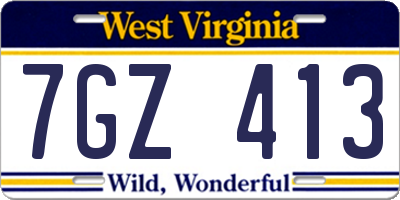 WV license plate 7GZ413
