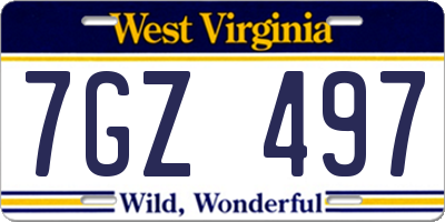 WV license plate 7GZ497