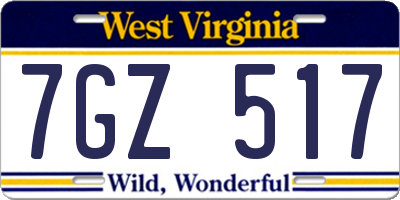 WV license plate 7GZ517