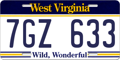 WV license plate 7GZ633