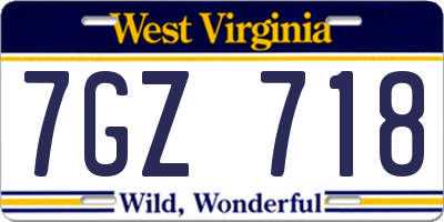 WV license plate 7GZ718