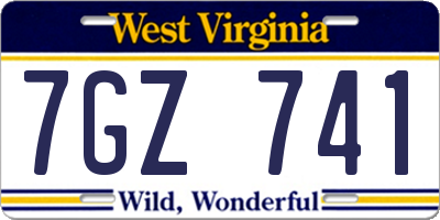 WV license plate 7GZ741