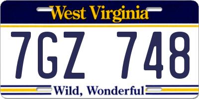 WV license plate 7GZ748