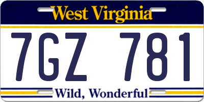WV license plate 7GZ781