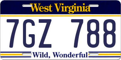 WV license plate 7GZ788