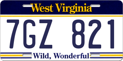WV license plate 7GZ821