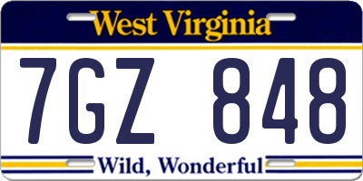 WV license plate 7GZ848