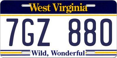 WV license plate 7GZ880