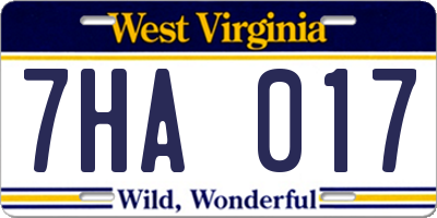 WV license plate 7HA017