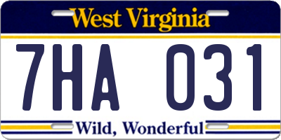 WV license plate 7HA031