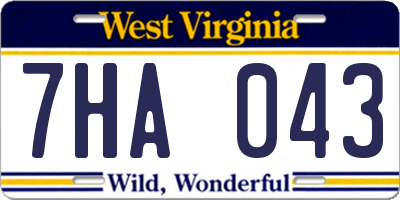 WV license plate 7HA043