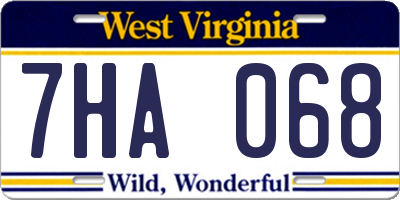 WV license plate 7HA068