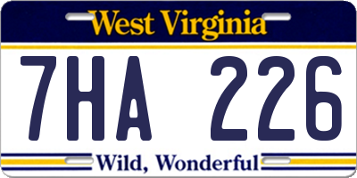 WV license plate 7HA226