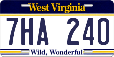 WV license plate 7HA240