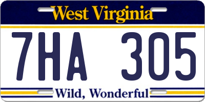 WV license plate 7HA305
