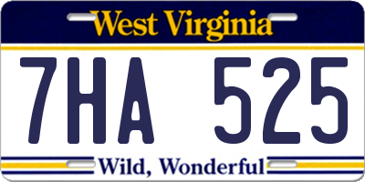 WV license plate 7HA525