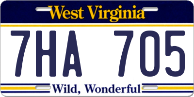 WV license plate 7HA705