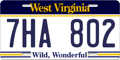 WV license plate 7HA802