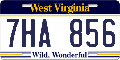 WV license plate 7HA856