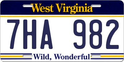 WV license plate 7HA982