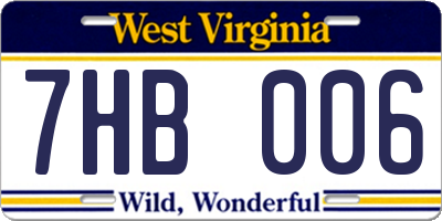 WV license plate 7HB006