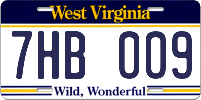 WV license plate 7HB009