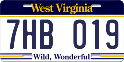 WV license plate 7HB019
