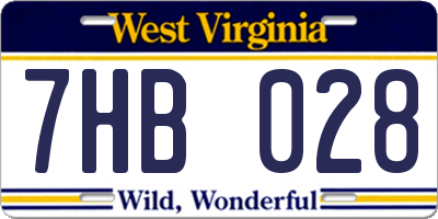 WV license plate 7HB028