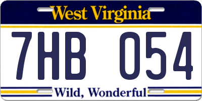 WV license plate 7HB054