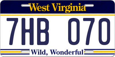 WV license plate 7HB070