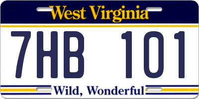 WV license plate 7HB101