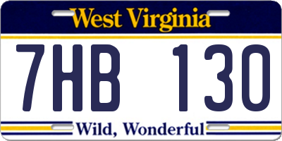 WV license plate 7HB130