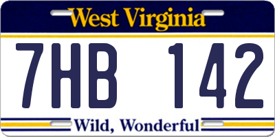 WV license plate 7HB142