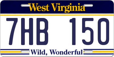 WV license plate 7HB150