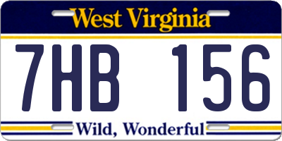 WV license plate 7HB156