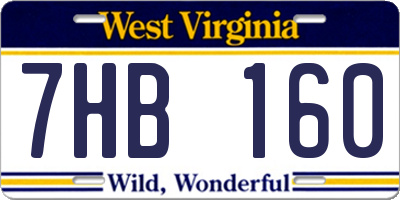 WV license plate 7HB160