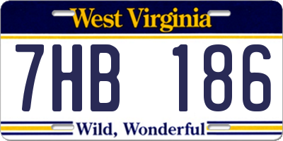 WV license plate 7HB186